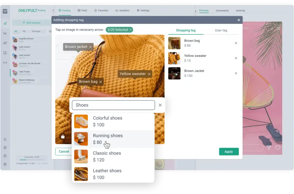 Etiquetas de compras de Instagram