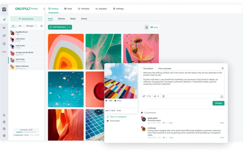 Feed e commenti di Instagram