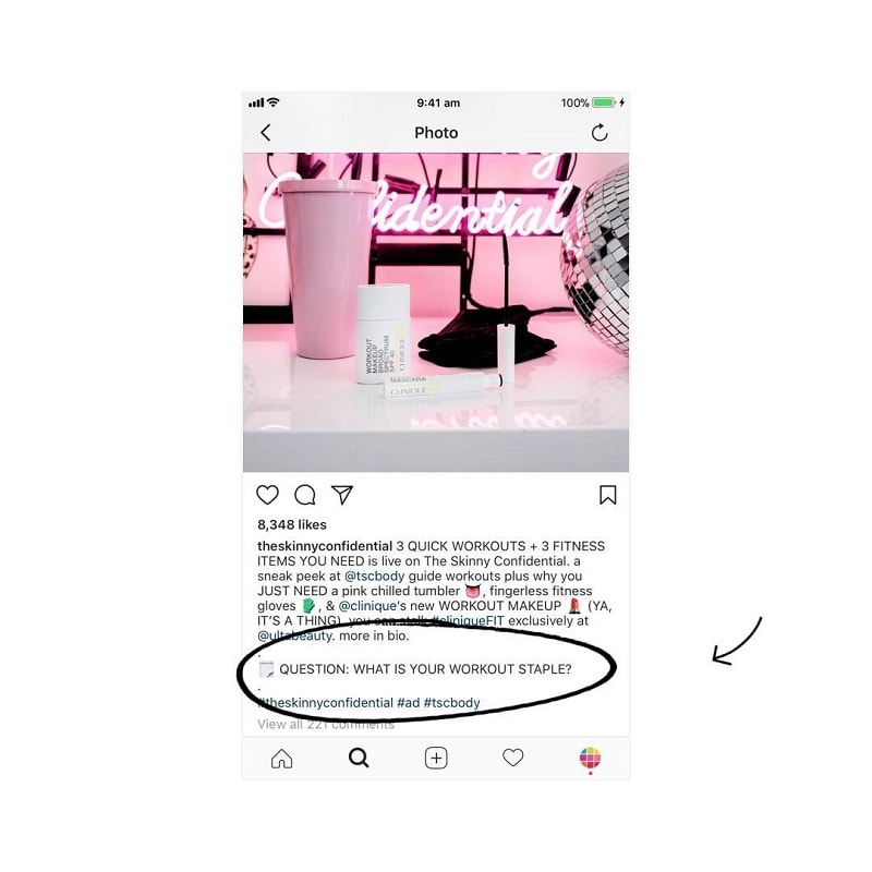 shares is to ask questions in the photo’s caption