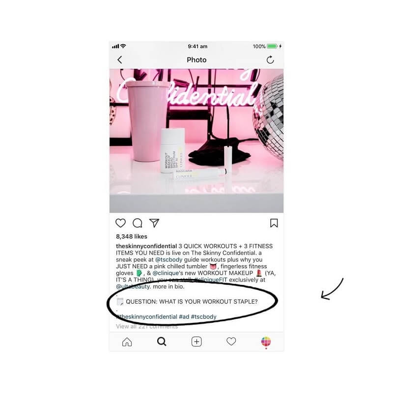 shares is to ask questions in the photo’s caption