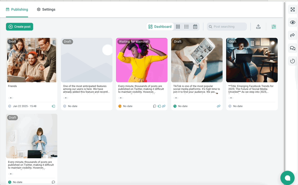 Navegación más práctica al crear publicaciones