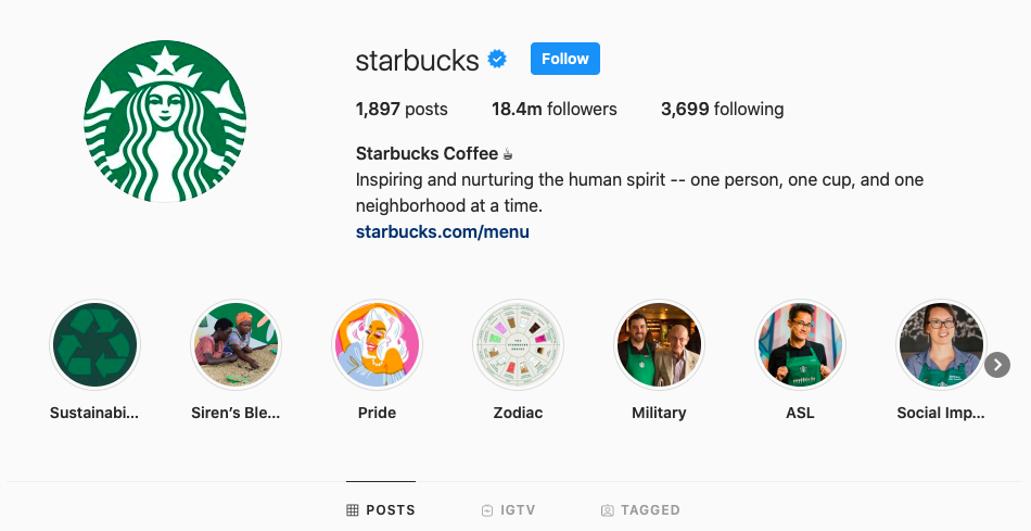 профиль Starbucks в Инстаграм